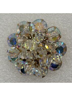 Vintage Juliana Cha Cha Cluster Brooch Dangling AB Crystals With Gold Tone Metal